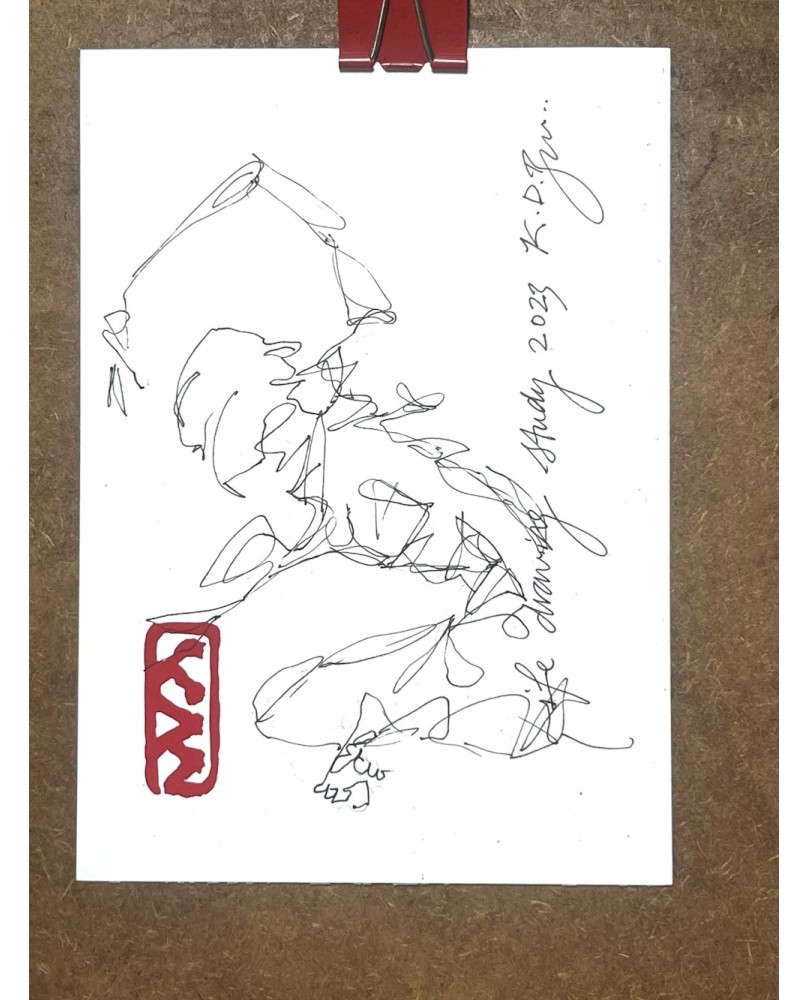 Original Artwork A5 Ink on Paper Gesture Drawing Signed By Artist Black and Red